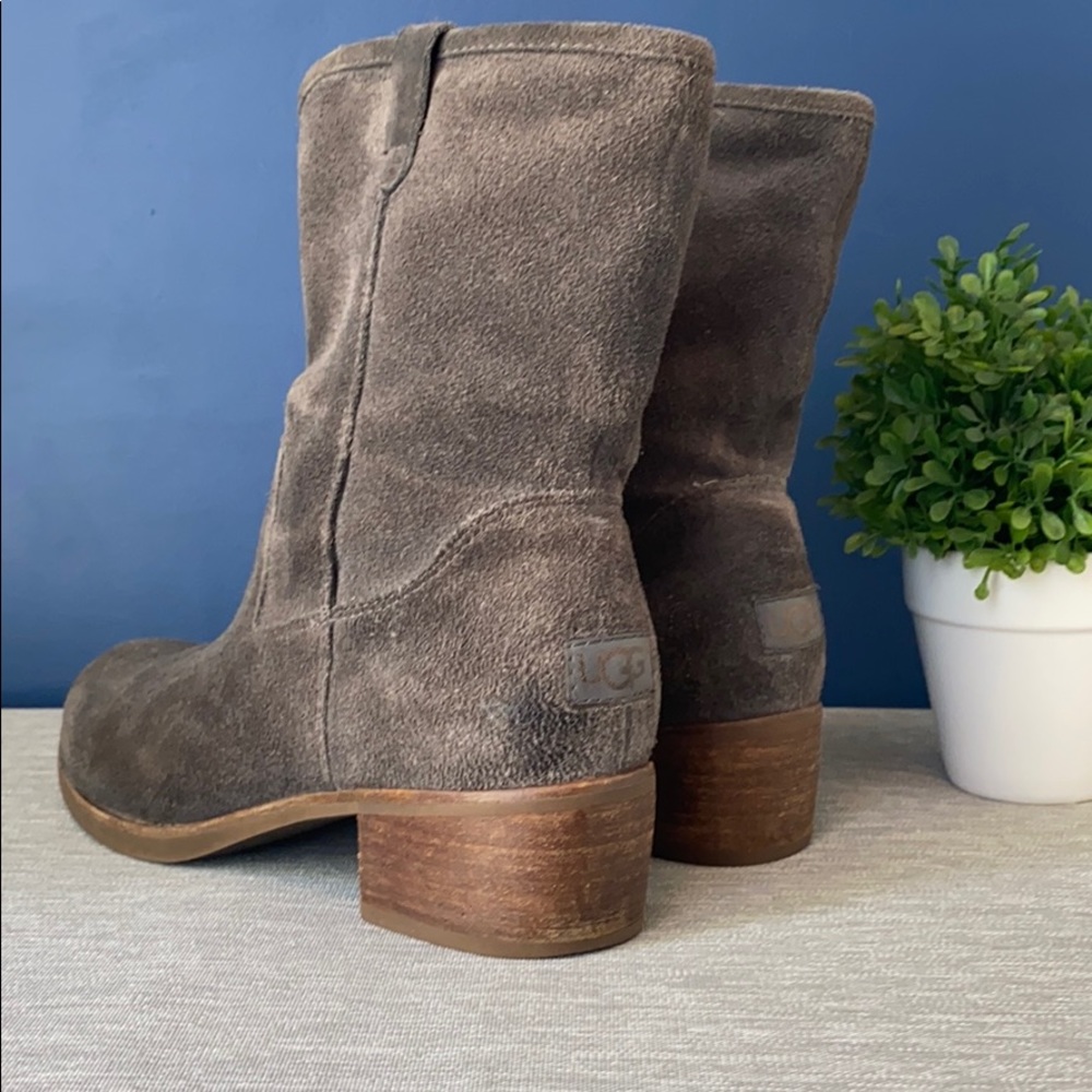 UGG - mid-calf slouchy gray suede boots